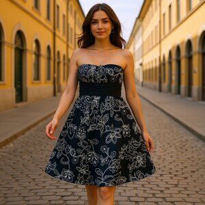 Costa Blanca Strapless Sweetheart Mini Dress | Gothic Fairy Floral Fit and Fla